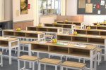 清水河畫畫課桌椅折疊教室國學桌