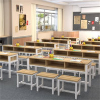 东光国学教室桌椅折叠橡木国学桌