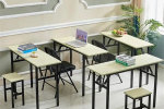 潞城美术课桌椅折叠橡木国学桌