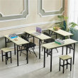 牟平双人课桌椅折叠实木书法桌