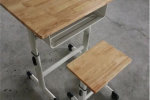 大兴单人课桌椅折叠橡木国学桌