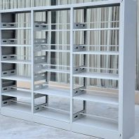 赵县圆形钢制书架木护板书架可组装铁皮柜