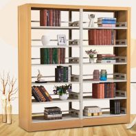 兰考圆形钢制书架木护板书架可组装铁皮柜