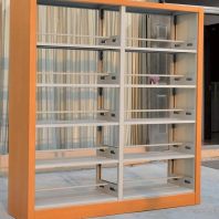 江安圆形钢制书架木护板书架可组装铁皮柜
